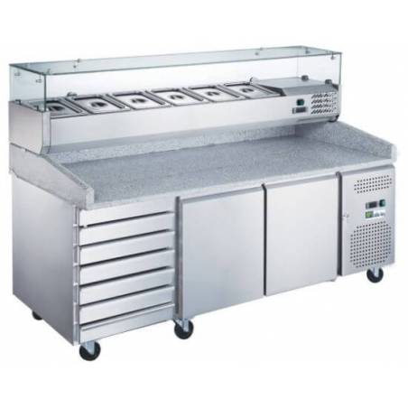 Refrigerated pizza prep table|2 doors + 7 drawers|9xGN1/3 AFI COLLIN LUCY Refrigerated pizza tables