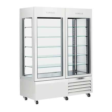 copy of Panoramic refrigerated pastry display case VRP804B|Black VERSUS Rotating cake cases