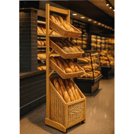 Wicker bakery display  Presentation furniture