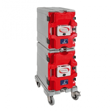 Kit 2 conteneurs chauffants THERMAX AF12 + chariot | Numérique MELFORM Coffres isothermes à ouverture frontale
