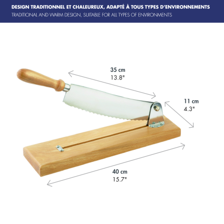 Couteau à pain professionnel avec socle en bois - CHR MARKET