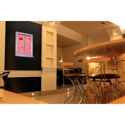 Stainless steel illuminated menu holder 4xA4 SECURIT Information Displays