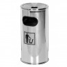 Poubelle ronde inox avec cendrier  Poubelles inox