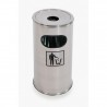 Poubelle ronde inox avec cendrier  Poubelles inox