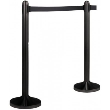 Poteau d'accueil à corde rétractable NOIR SECURIT Poteaux d'accueil / Tapis