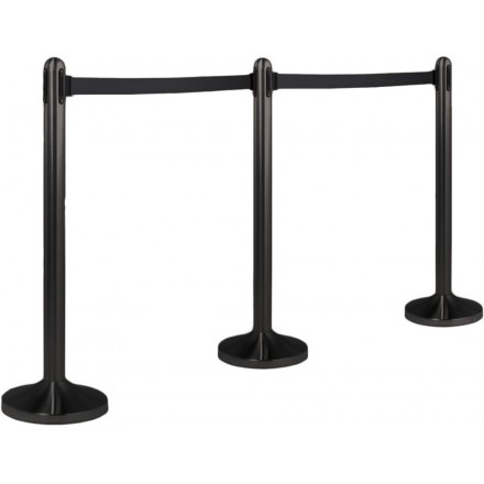 Poteau d'accueil à corde rétractable NOIR SECURIT Poteaux d'accueil / Tapis