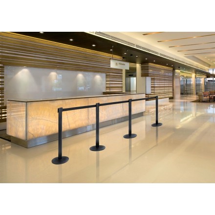 Poteau d'accueil à corde rétractable NOIR SECURIT Poteaux d'accueil / Tapis