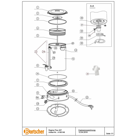 Conduite inox + joint A040583 BARTSCHER Pièces détachées BARTSCHER