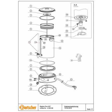 Cuve inox pour percolateur BARTSCHER BARTSCHER Pièces détachées