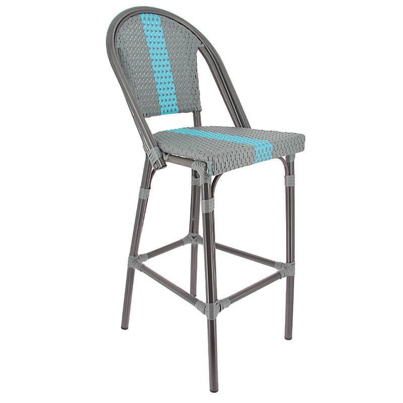 Chaise haute DIEPPE gris/bleu  Chaises d'extérieur