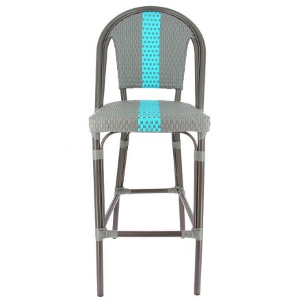 Chaise haute DIEPPE gris/bleu  Chaises d'extérieur