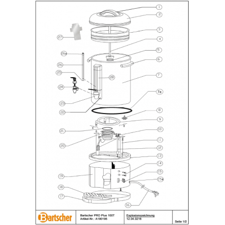 Poignée de couvercle A0ND024 BARTSCHER Pièces détachées BARTSCHER